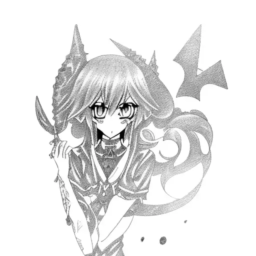 A Tattoo Of A Witchy Anime Character Wearing A Crossdress Outfit