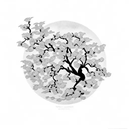 A Majestic Peach Tree With Musical Notes Floating In The Air