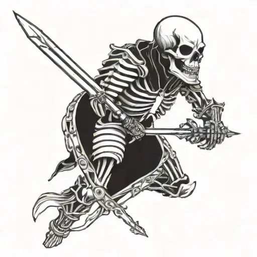 Skeleton Wearing Armour Holding A Sword