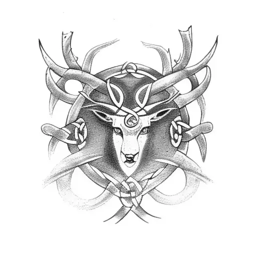 The Celtic Tree And Cernunnos Behind It