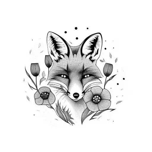 Full Body Fox With Poppy Flower