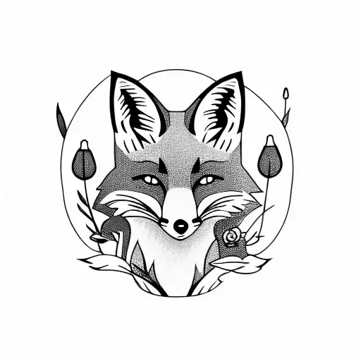 Full Body Fox With Poppy Flower