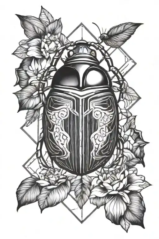 Geometric Scarab And Lotus