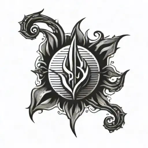 Trident Surrounded By Water Waves