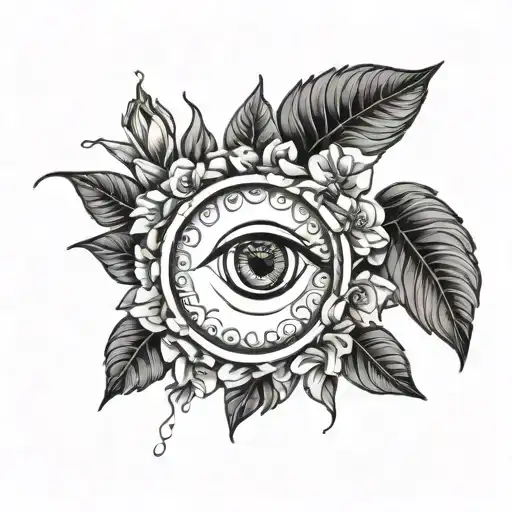 Combine The Evil Eye Symbol With A Bouquet Of Bougainvillea Flowers And The Word Papou