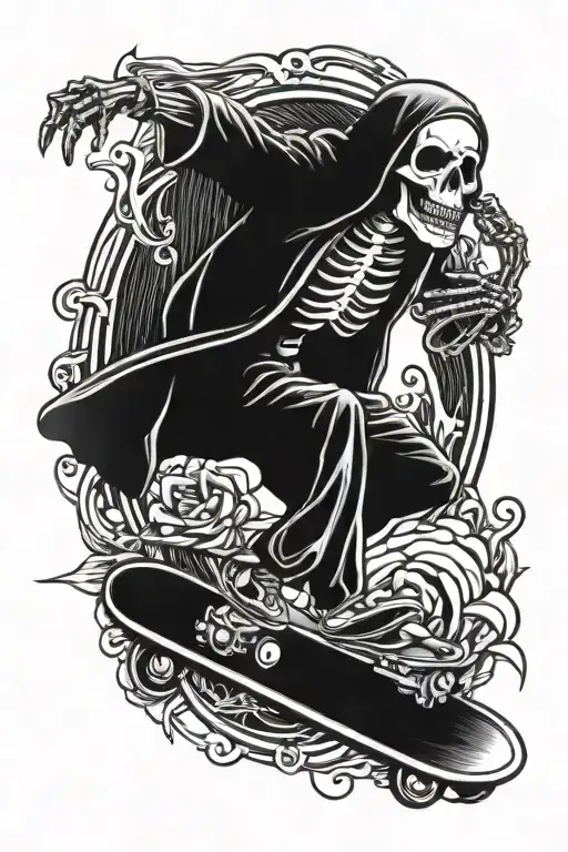 Skeleton Reaper Skateboarding Old School