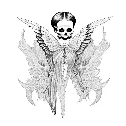 Goth Girl With Wings And Skull