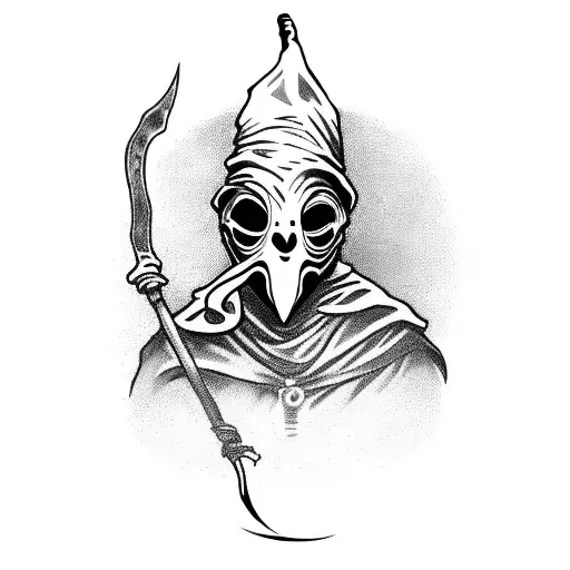 Black Plague Doctor With Scythe