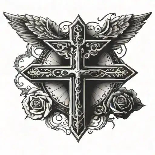 Forearm Christian Tattoo With Cross Surrounded