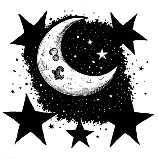 Moon Surrounded By Stars