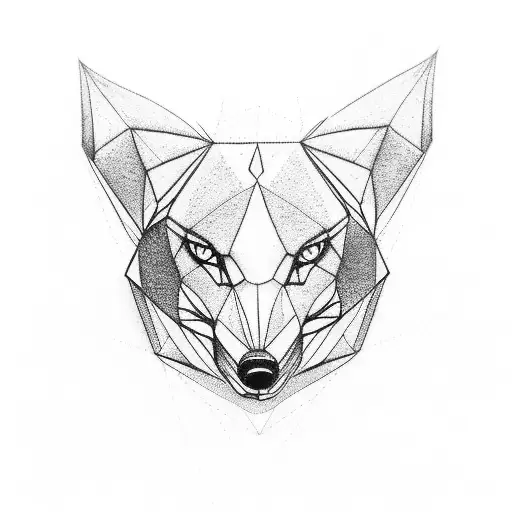 Triangular Shape Wolf Simple No Shades Just Pencil Design