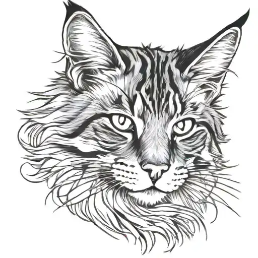 Mainecoon Cat Wi Outline