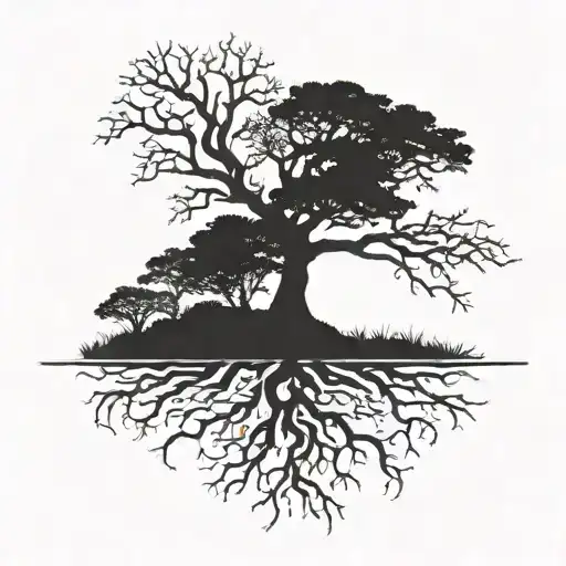 Blackout Silhouette Of Tree