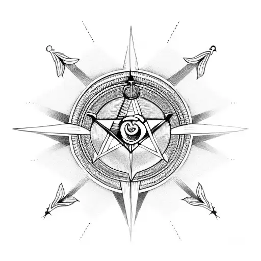 Incorporate Masonic Symbols Into A Blackwork Tattoo Of A Compass