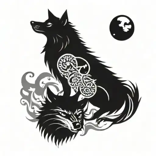 Fenrir And Raven Perched