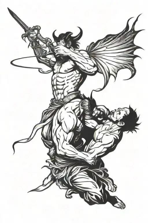 Man Fighting Demon