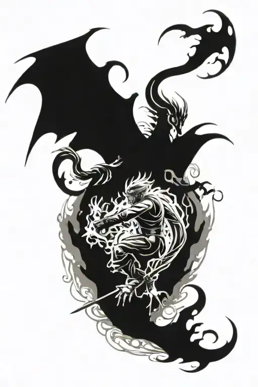 Warrior Vs Dragon Flying