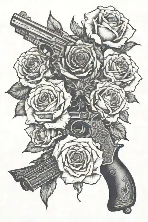 Dead Roses And Gun Surrounded