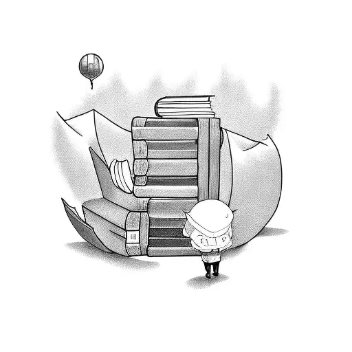 A Bookshelf With An Open Book And Anime Characters Coming Out Of The Pages