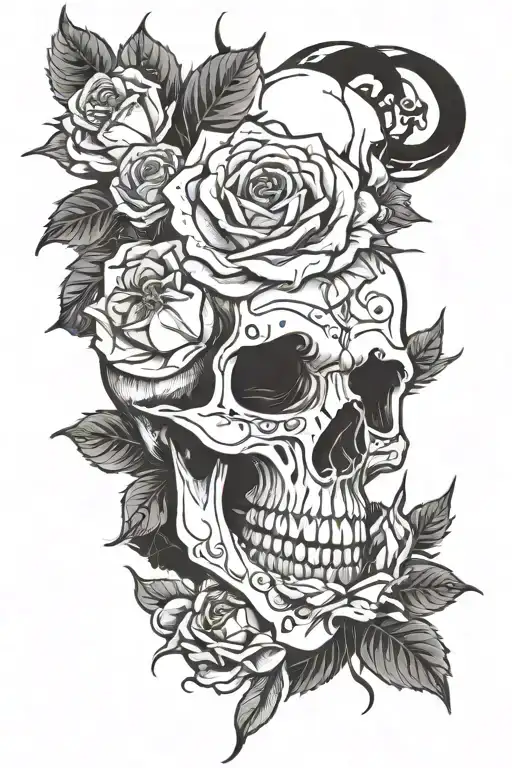 Skull Roses With Thorns