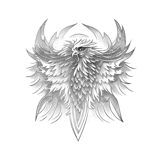 Phoenix With Eagle Head And Waves In The Tail