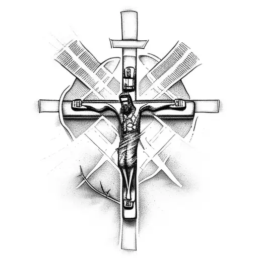 Only Crucifix With The Word Sacrifice