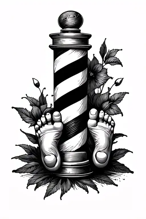 Barber Pole And Baby Feet