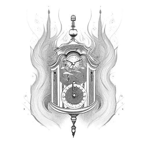 Grandfather Clock Engulfed In Flames