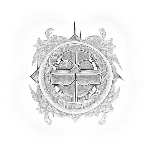 An Intricate Adinkra Symbol Representing Strength And Courage Surrounded By Nature Elements