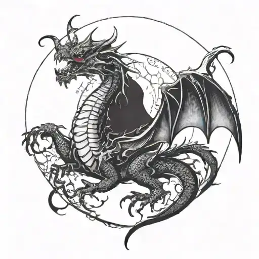 Dragon And Moon Rising