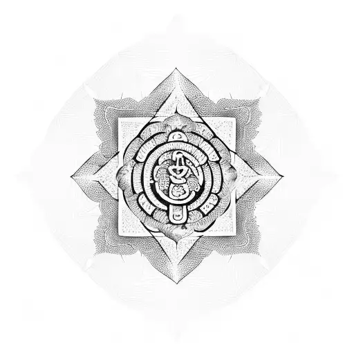 A Buddhist Symbol With Geometric Patterns