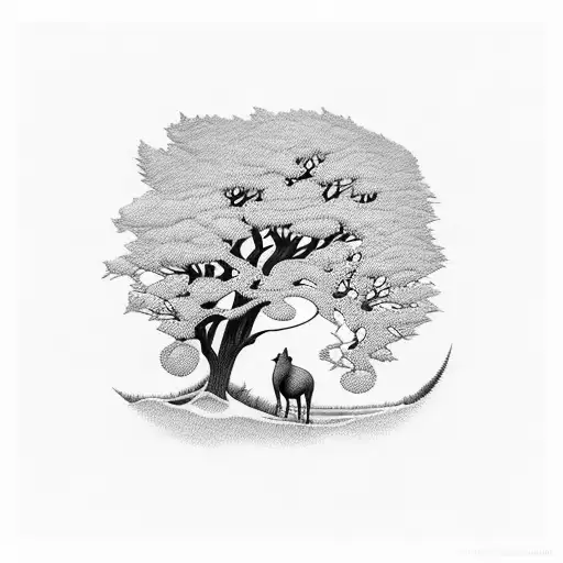 A Nature Scene With A Trombone Hidden Among The Trees