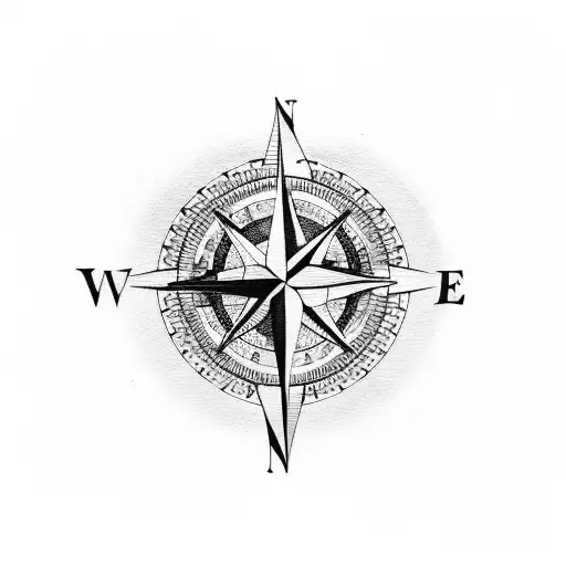 Compass With Mountains And Forest