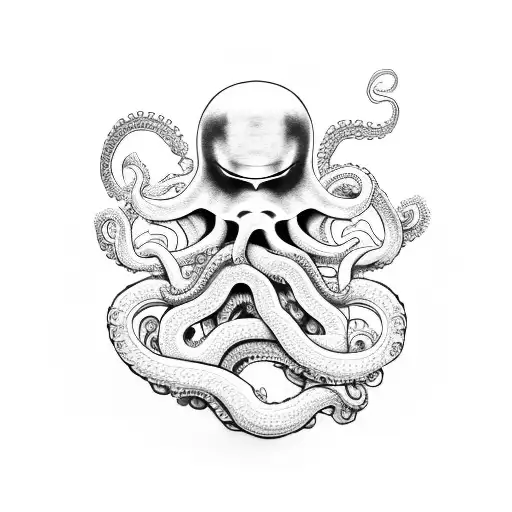 A Ghostly Samurai Holding An Octopus In Its Hand