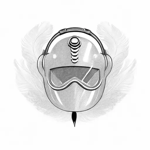 A Pilot's Helmet Adorned With Intricate Bird Feathers
