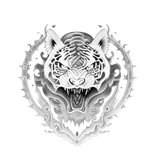 Dragon Y Tigre Estilo Japones Con Cuerpo