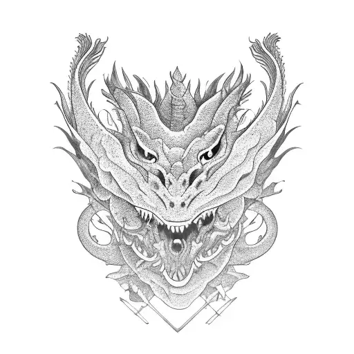 Un Dragon En Un Lado Y Un Tigre En El Otro Lado