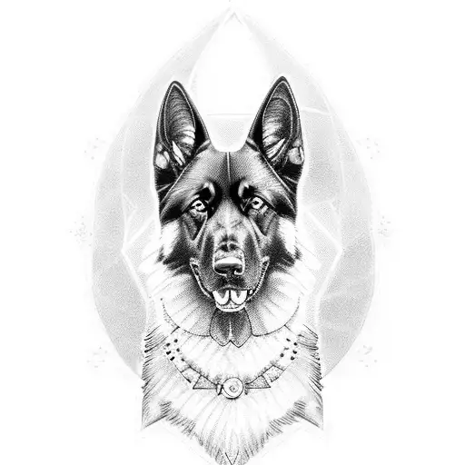 Black German Shepherd In The Style Of Greek Gods