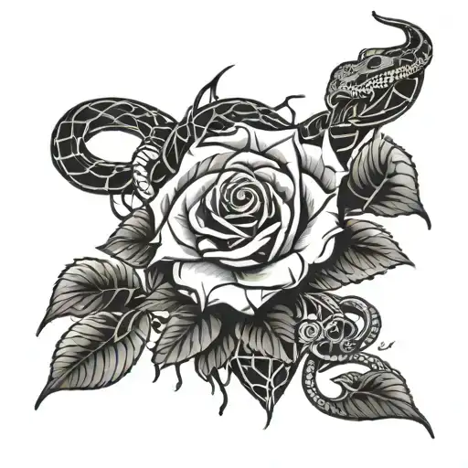Roses And Snake With Lightning In The Background