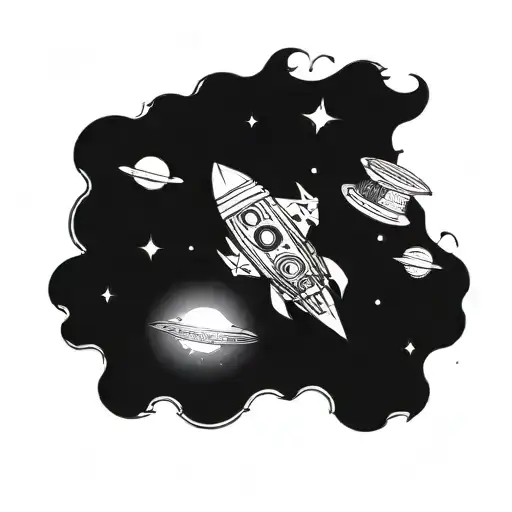 A Galaxy Made Out Of Books With A Spaceship Flying Through It