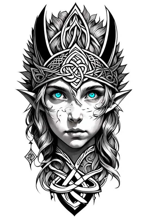 Elf With Blue Eyes Featuring Celtic Trinity Knot