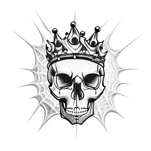 A Skull Wearing A Spiderweb Crown