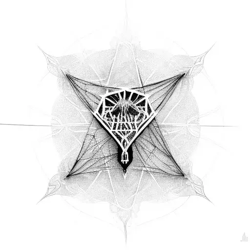 A Dark And Intricate Design Of A Gothic Castle With Electric Guitar Strings Forming A Web Around It