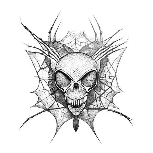 A Dark Design Of A Gothic Spiders Forming A Web