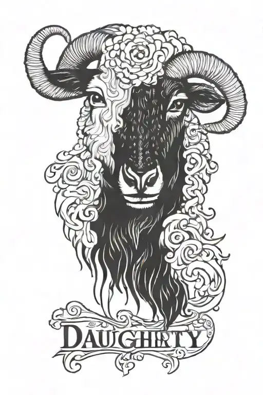 Black Sheep Words With The Name Daugherty And A Tear Drop