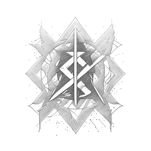 A Blackwork Tattoo Of A Guitar With The Linkin Park Logo Incorporated Into The Design