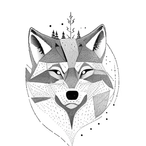 A Wolf Running Through A Dense Forest At Night