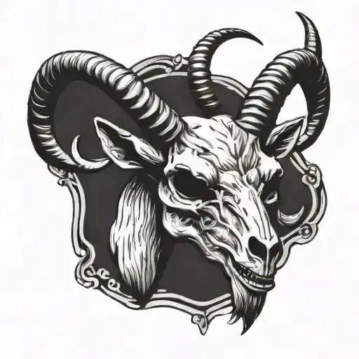 Goat Head Skull With Horns