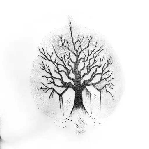 Scary Dark Skinny Tree On The Arm