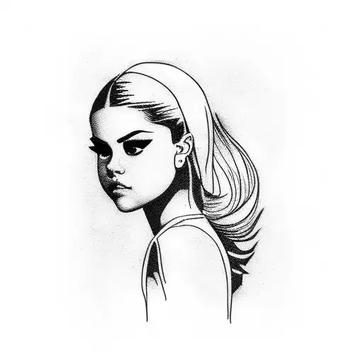 A Spooky Silhouette Of Selena Gomez With A Film Strip Background